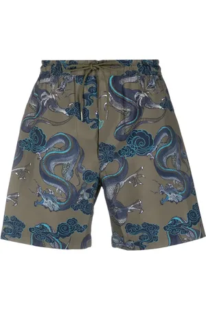Maharishi Shorts de playa con dragones estampados