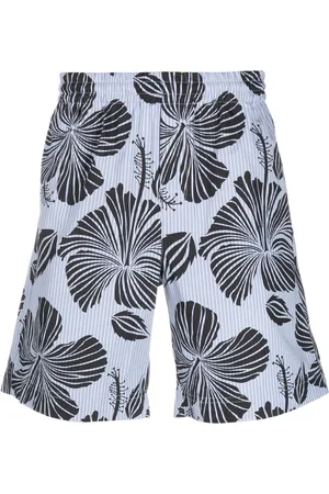 Msgm Bermudas con estampado de flores de hibiscos