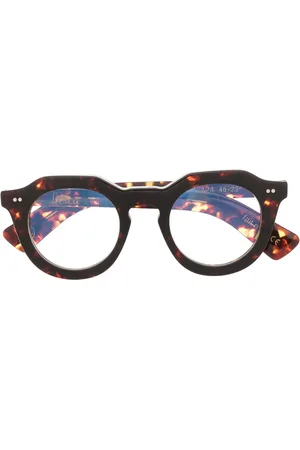 LESCA Lentes con armazón redonda estilo carey