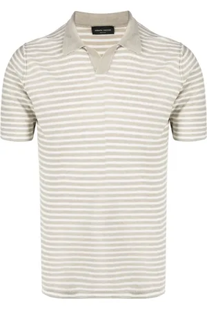 Roberto Collina Playera tipo polo con motivo de rayas