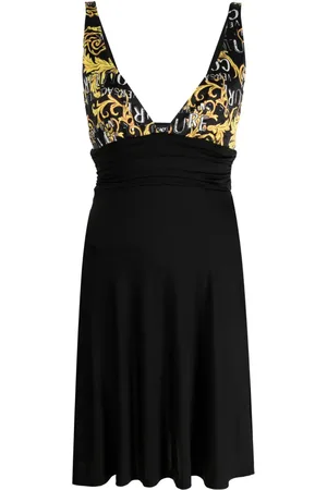 VERSACE Vestido corto con logo estampado