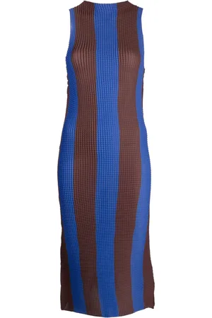 SUNNEI Vestido midi plisado a rayas