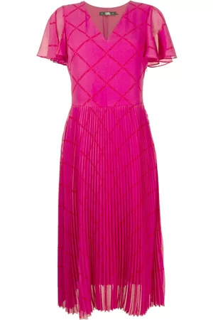 Karl Lagerfeld Mujer Estampados - Logo-print V-neck pleated dress