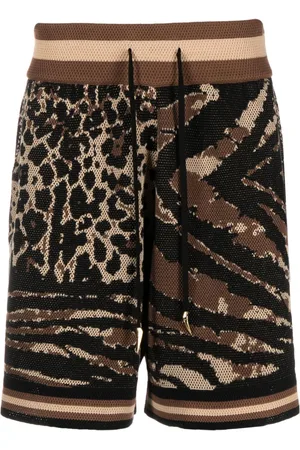 Roberto Cavalli Pantalones cortos de chándal con motivo de leopardo y cebra