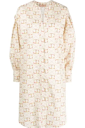 Twin-Set Vestido de popelina con logo estampado