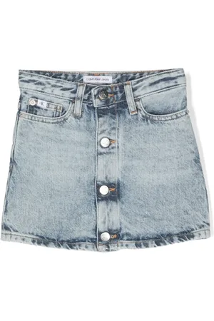 Calvin Klein Falda corta de mezclilla con botones en la parte delantera