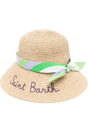 MC2 SAINT BARTH Mujer Sombreros - Embroidered-logo wicker sun hat
