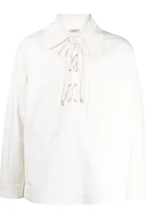 SYSTEM Camisa con cuello italiano y cordones