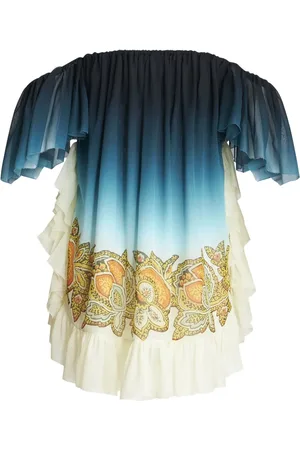 Etro Vestido de seda con estampado de cachemira