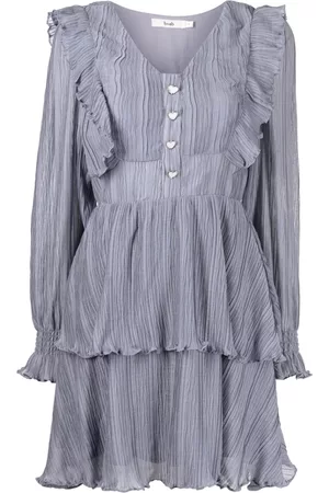 B+AB Vestido manga larga con volantes
