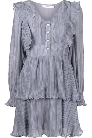 B+AB Vestido manga larga con volantes