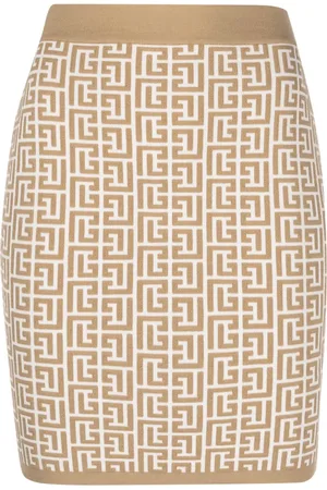 Balmain Falda corta con monograma en jacquard