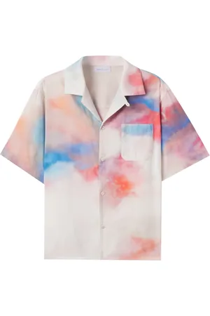 JOHN ELLIOTT Camisa con estampado tie-dye y cuello cubano