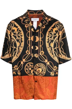 Marine Serre Camisa de seda Regenerated con estampado de joyas