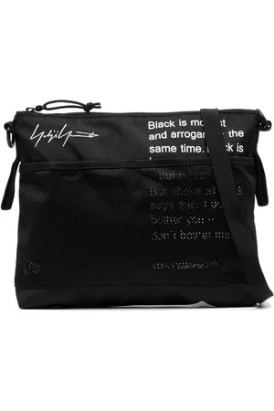 YOHJI YAMAMOTO Bolsa de hombro entretejida con eslogan estampado