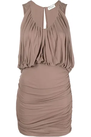 Saint Laurent Vestido corto drapeado sin mangas