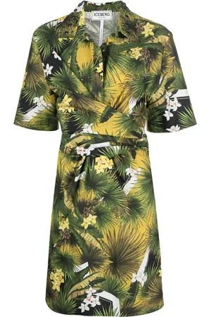 Iceberg Vestido camisero con estampado tropical