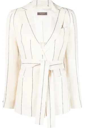 PESERICO SIGN Blazer con cinturón y detalle de rayas