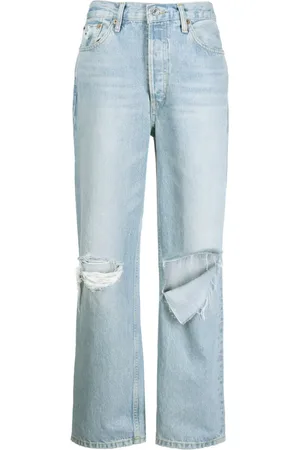 RE/DONE Jeans rectos con detalles rasgados