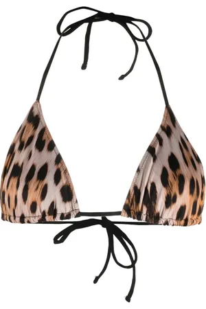 Roberto Cavalli Top de bikini con estampado de leopardo