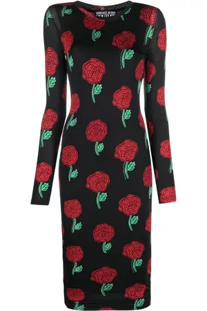 VERSACE Mujer Midi - Vestido midi con rosas estampadas