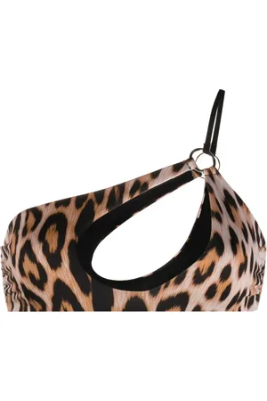 Roberto Cavalli Top de bikini con estampado de leopardo
