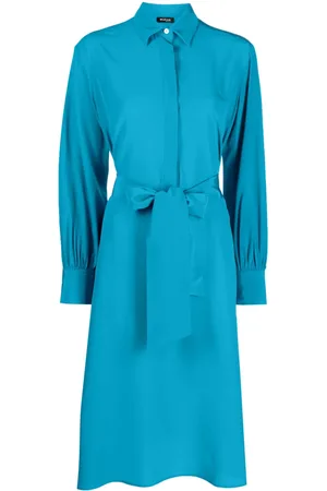 Kiton Vestido corto de seda con moño en el cuello