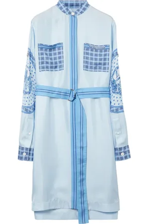 Burberry Vestido camisero de seda con cinturón