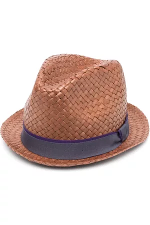 Paul Smith Hombre Sombreros - Woven-wicker fedora hat
