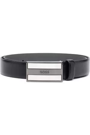 HUGO BOSS Hombre Cinturones - Logo-plaque leather belt