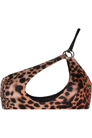 Roberto Cavalli Top de bikini con estampado de leopardo