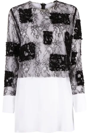 Comme des Garçons Blusa con encaje transparente a capas