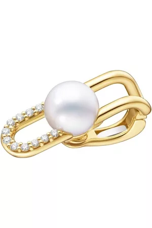 Tasaki Arete ear-cuff Collection Line Fine Link en oro amarillo de 18kt con perla