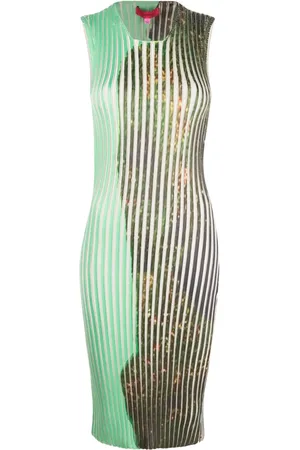 ECKHAUS LATTA Vestido midi tejido con estampado gráfico