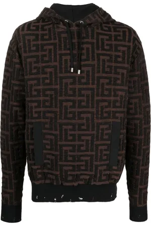 Balmain Hoodie con monograma en jacquard