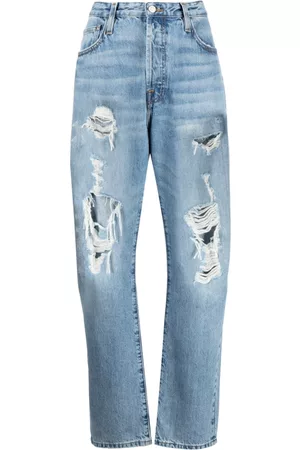 Frame Jeans rectos con detalles rasgados