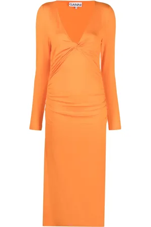 Ganni Vestido manga larga con cuello en V
