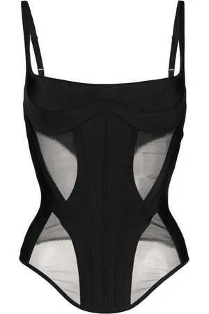 MUGLER Top estilo corset con tirantes finos