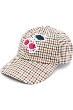 BONPOINT Gorras - Cherry-print checked cap