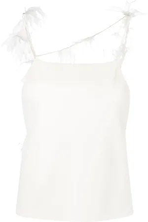 Jil Sander Top estilo camisón con ribete de plumas