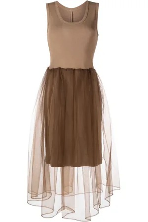 JNBY Vestido midi sin mangas con capa transparente