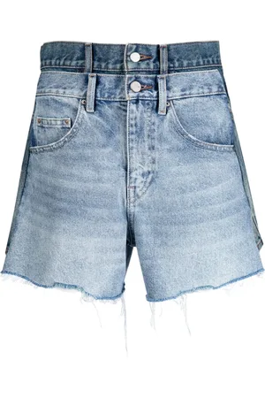 JNBY Shorts de mezclilla asimétricos con bordes deshilachados