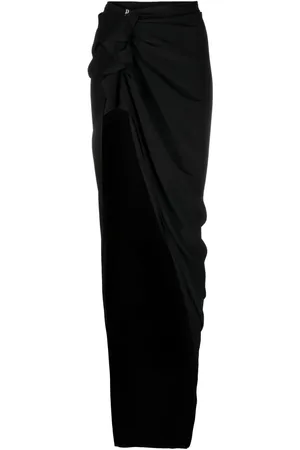 Rick Owens Falda larga con diseño drapeado y ribete de volantes
