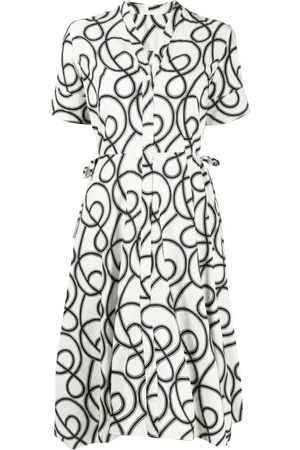 JNBY Vestido midi con estampado abstracto y pliegues