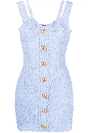 Balmain Mujer Cóctel - Button-embellished tweed minidress