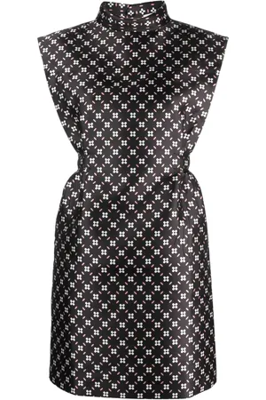 Lanvin Vestido corto satinado con estampado floral