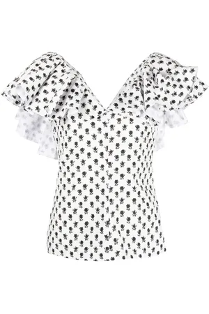 Serafini Top con volantes y estampado floral