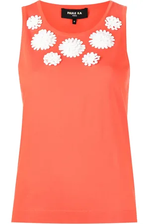 Paule Ka Top de canalé con aplique floral