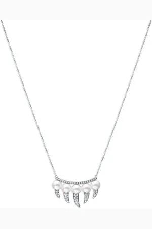 Tasaki Collar Danger Fang en oro blanco de 18kt con diamantes y perlas