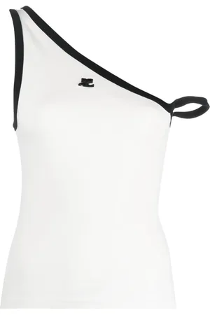Courrèges Camiseta asimétrica con ribete en contraste